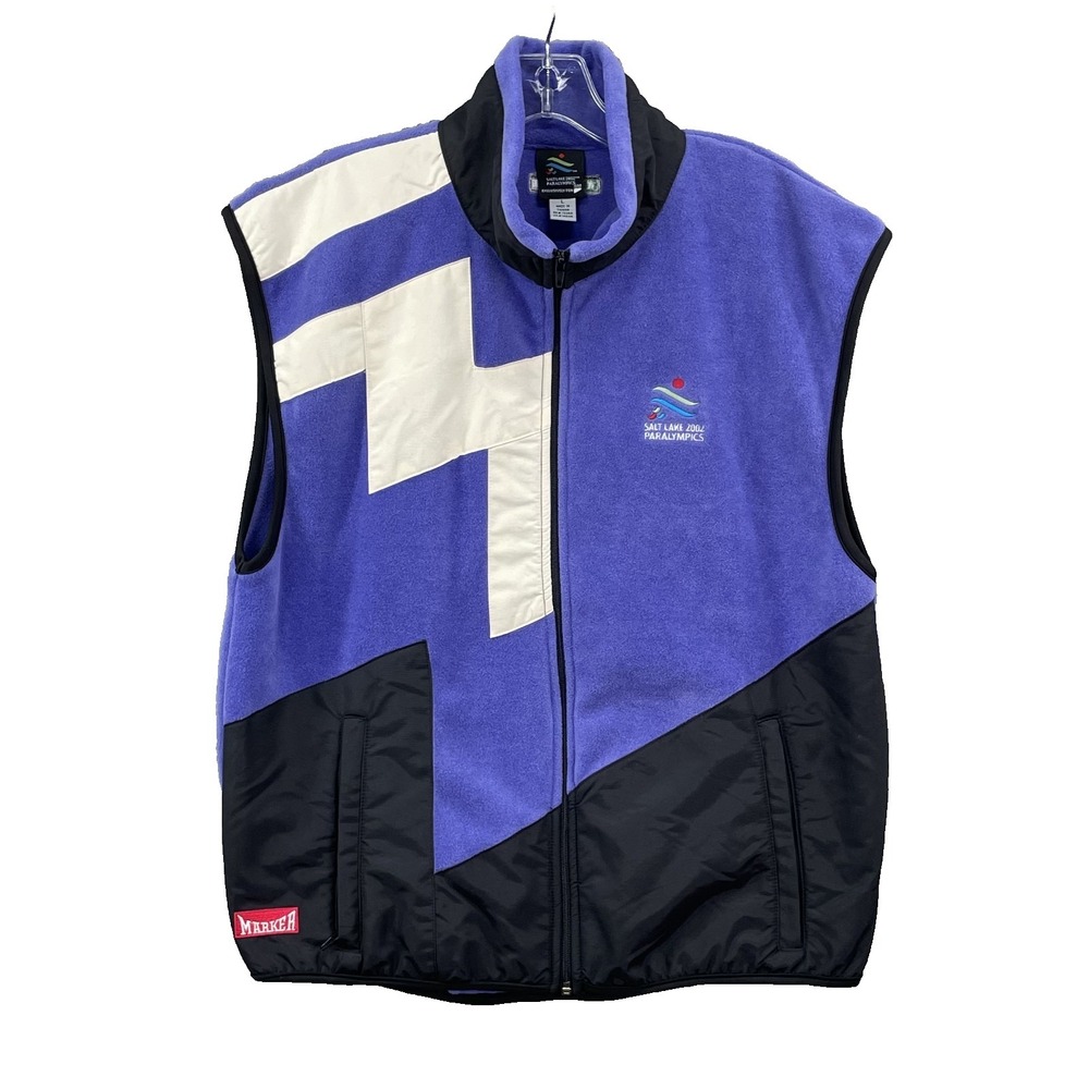 Vintage Marker Salt Lake 2002 Winter Paralympics Vest Large Fleece Gorpcore Ski